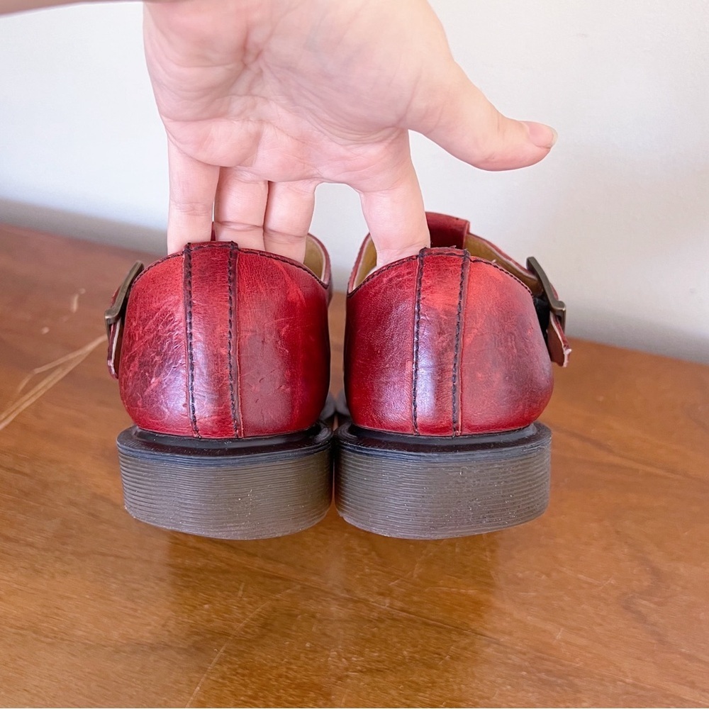 Dr Martens • vintage 8251 t-strap mary janes cutout sandals red leather England - Picture 8 of 10